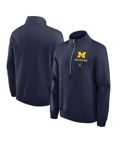Jordan Men's Michigan Wolverines Primetime Club Half-zip Sweatshirt In Navy