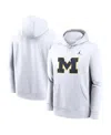 Jordan Men's White Michigan Wolverines Primetime Evergreen Club Fleece Pullover Hoodie In White