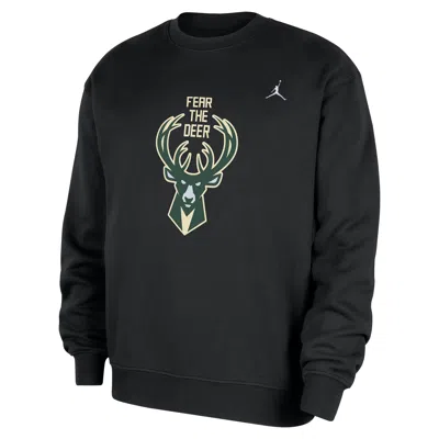 Jordan Men's Milwaukee Bucks Statement Essentials  Nba Fleece Crew-neck Sweatshirt In Black