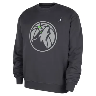 Jordan Men's Minnesota Timberwolves Statement Essentials  Nba Fleece Crew-neck Sweatshirt In Gray