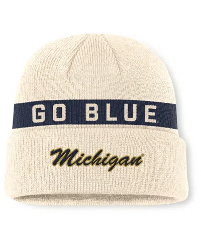 Jordan Men's Natural Michigan Wolverines Peak Primetime Utility Cuffed Knit Hat In Neutral