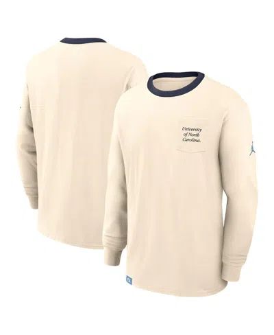 Jordan Men's Natural North Carolina Tar Heels Athletic Prep Max90 Pocket Logo Long Sleeve T-shirt In Brown