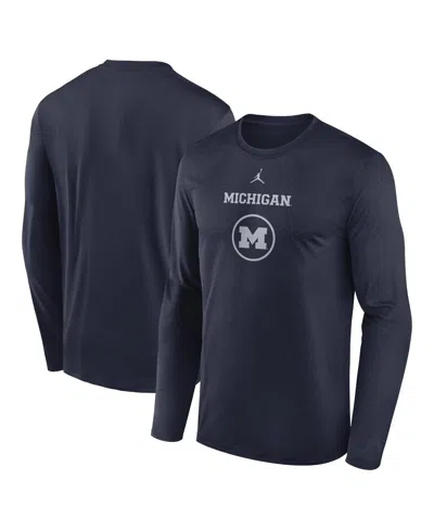 Jordan Men's Navy Michigan Wolverines 2024 On-court Basketball Practice Legend Performance Long Sleeve T-sh