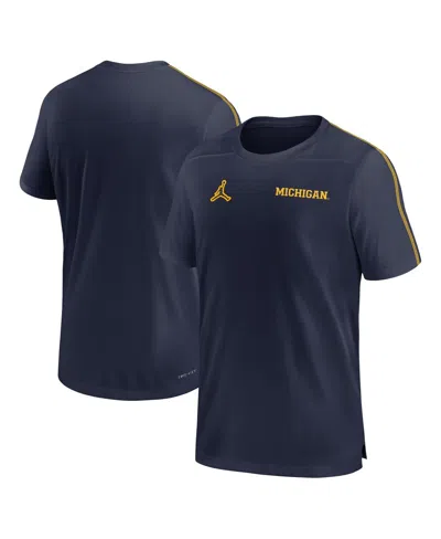 Jordan Men's Navy Michigan Wolverines 2024 Sideline Coach Performance Top In Navy,maize