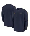 Jordan Men's Navy Michigan Wolverines 2024 Sideline Coaches Long Sleeve Top In Navy,maize
