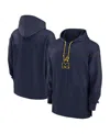 Jordan Men's Navy Michigan Wolverines 2024/25 Sideline Jersey Performance Pullover Hoodie In Navy,maize