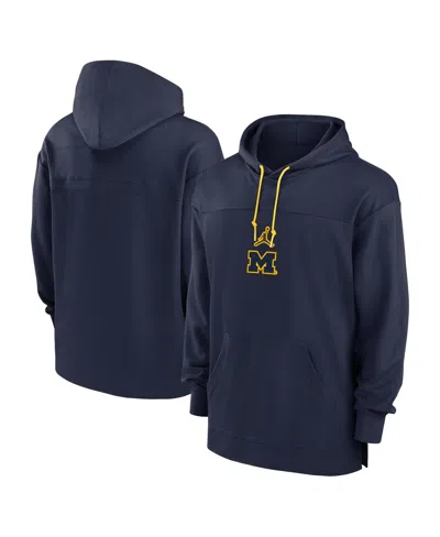 Jordan Men's Navy Michigan Wolverines 2024/25 Sideline Jersey Performance Pullover Hoodie In Navy,maize