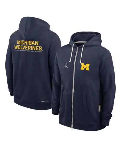 Jordan Men's Navy Michigan Wolverines 2025 Sideline Performance Full-zip Hoodie In Blue