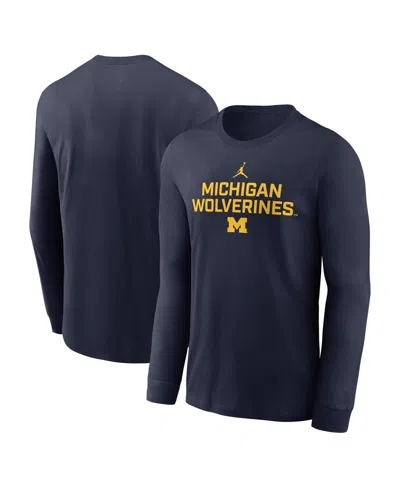 Jordan Men's Navy Michigan Wolverines 2025 Sideline Performance Long Sleeve T-shirt In Blue