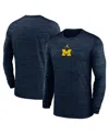 Jordan Men's Navy Michigan Wolverines 2025 Sideline Velocity Performance Long Sleeve T-shirt In Blue