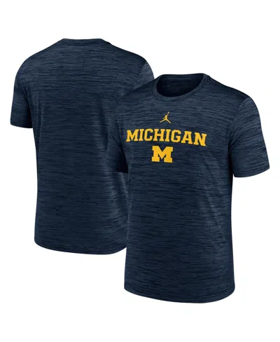 Jordan Men's Navy Michigan Wolverines 2025 Sideline Velocity Performance T-shirt In Blue