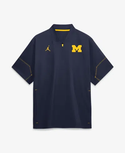 Jordan Men's Navy Michigan Wolverines 2026 Sideline Short Sleeve Quarter-zip Coach Shirt In Blue