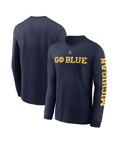 Jordan Men's Navy Michigan Wolverines Basketball Icon Two-hit Long Sleeve T-shirt