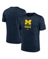 Jordan Michigan Wolverines Campus Center Block Velocity Nike Men's Dri-fit College T-shirt In Blue