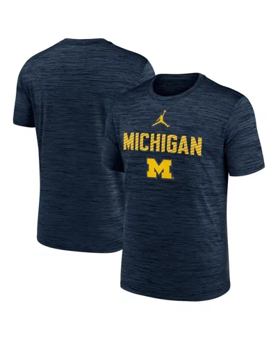 Jordan Men's Navy Michigan Wolverines Campus Slant Velocity Performance T-shirt In Blue
