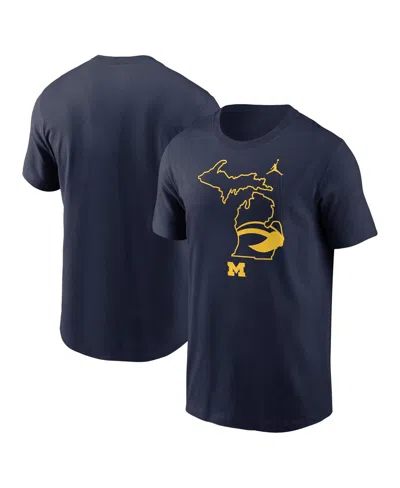 Jordan Men's Navy Michigan Wolverines Campus State Shape T-shirt