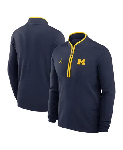 Jordan Men's Navy Michigan Wolverines Courtside Victory Dri-fit Half-zip Pullover Sweatshirt In Blue