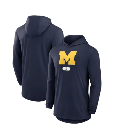 Jordan Men's Navy Michigan Wolverines Lightweight Performance Long Sleeve Hoodie T-shirt