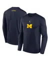 Jordan Men's Navy Michigan Wolverines On-court Basketball Shootaround Performance Long Sleeve T-shirt In Navy