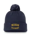 Jordan Men's Navy Michigan Wolverines Peak Cuffed With Pom Knit Hat