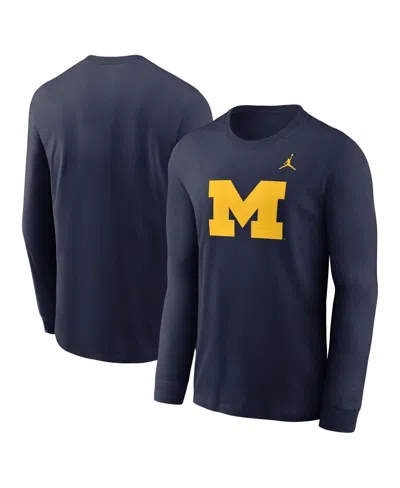 JORDAN MEN'S NAVY MICHIGAN WOLVERINES PRIMARY LOGO LONG SLEEVE T-SHIRT