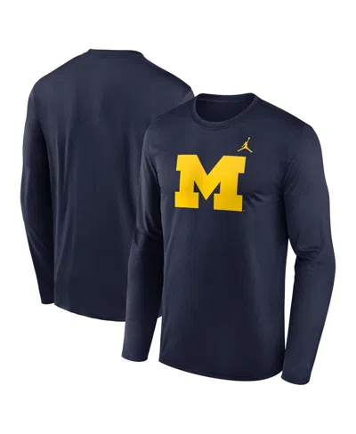Jordan Men's Navy Michigan Wolverines Prime Timeprimary Legend Long Sleeve T-shirt