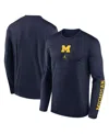 Jordan Men's Navy Michigan Wolverines Primetime Center Lockup Two-hit Legend Long Sleeve T-shirt In Navy