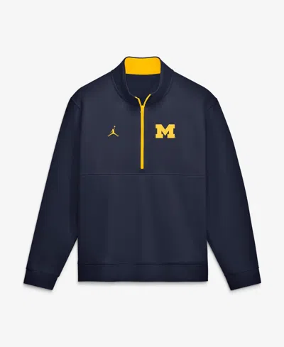 Jordan Men's Navy Michigan Wolverines Primetime Club Fleece Half-zip Pullover Sweatshirt In Navy,maize