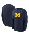 Jordan Men's Navy Michigan Wolverines Primetime Evergreen Fleece Pullover Sweatshirt In Navy