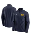 Jordan Men's Navy Michigan Wolverines Primetime Pacer Performance Half-zip Top In Navy