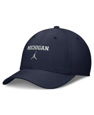 Jordan Men's Navy Michigan Wolverines Rise On-field Swooshflex Dri-fit Flex Hat In Blue