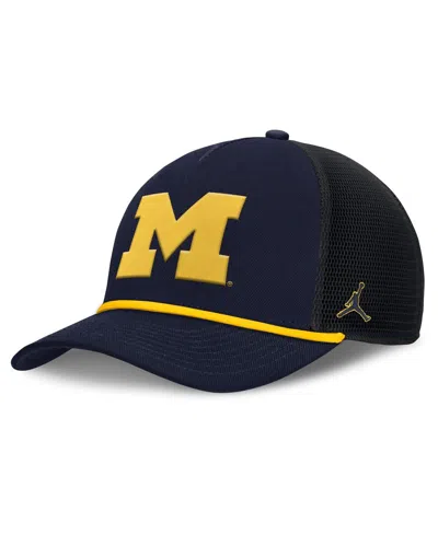 Jordan Men's Navy Michigan Wolverines Rise Primetime Trucker Adjustable Hat In Blue
