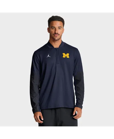 Jordan Men's Navy Michigan Wolverines Sideline Dri-fit Half-zip Pullover Sweatshirt In Blue