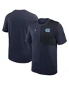 Jordan Men's Navy North Carolina Tar Heels 2025 Sideline Uv Performance Coach T-shirt In Blue