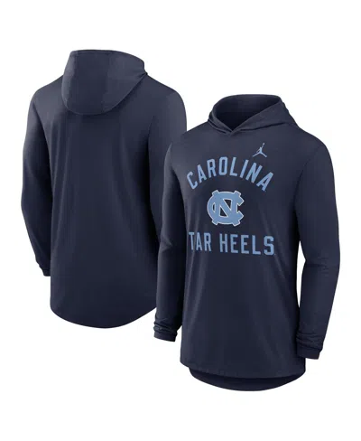 Jordan Men's Navy North Carolina Tar Heels Classic Arch Tri-blend Long Sleeve Hoodie T-shirt In Blue