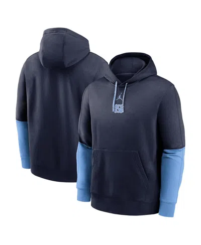 JORDAN MEN'S NAVY/LIGHT BLUE NORTH CAROLINA TAR HEELS 2024 SIDELINE CLUB PULLOVER HOODIE