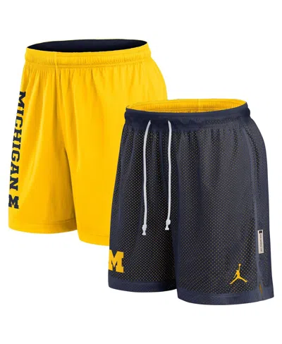 Jordan Men's Navy/maize Michigan Wolverines Courtside Standard Issue Dri-fit Reversible Shorts In Multi