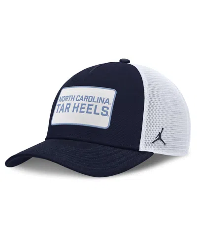 Jordan Men's Navy/white North Carolina Tar Heels 2025 On-field Rise Patch Trucker Adjustable Hat In Multi