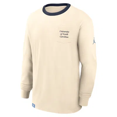 Jordan Men's North Carolina Athletic Prep Max90 Pocket Logo  Brand College Long-sleeve T-shirt In Brown