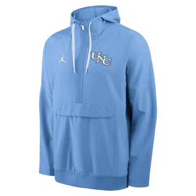 Jordan Men's North Carolina Sideline Anorak  Brand College 1/2-zip Hooded Jacket In Blue