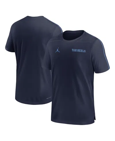 Jordan Men's North Carolina Tar Heels 2024 Sideline Coach Performance Top In Navy,light Blue