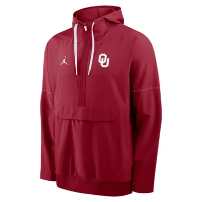 Jordan Men's Oklahoma Sideline Anorak  Brand College 1/2-zip Hooded Jacket In Red
