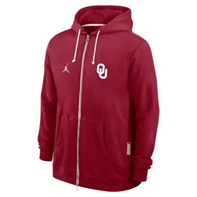 Jordan Men's Oklahoma Sideline  Brand Dri-fit College Full-zip Hoodie In Red