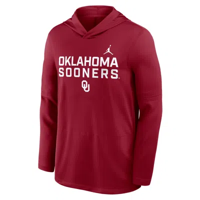 Jordan Men's Oklahoma Sideline  Brand Dri-fit College Long-sleeve Hooded Top In Red