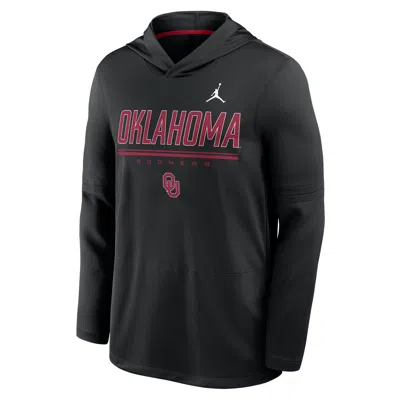 Jordan Men's Oklahoma Sideline  Brand Dri-fit College Long-sleeve Hooded Top In Black