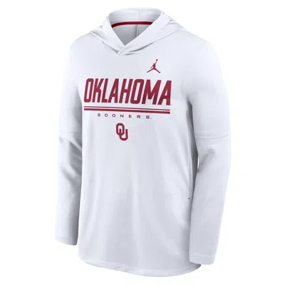 Jordan Men's Oklahoma Sideline  Brand Dri-fit College Long-sleeve Hooded Top In White