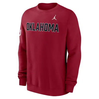 Jordan Men's Oklahoma Sideline Club  Brand College Pullover Crew In Red