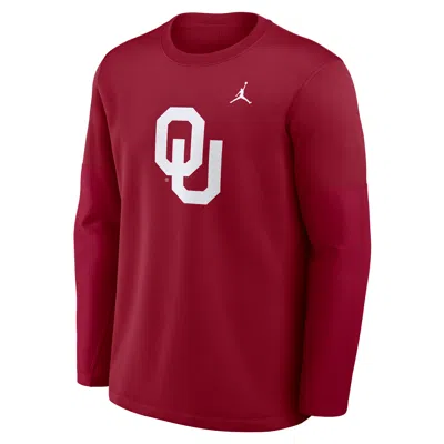 Jordan Men's Oklahoma Sideline Coach  Brand Therma-fit College Long-sleeve T-shirt In Red