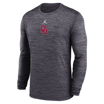 Jordan Men's Oklahoma Sideline Velocity  Brand Dri-fit College Long-sleeve T-shirt In Black