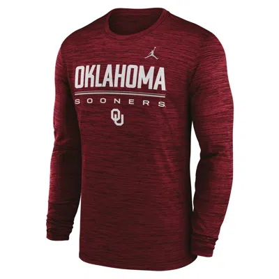 Jordan Men's Oklahoma Sideline Velocity  Brand Dri-fit College T-shirt In Burgundy